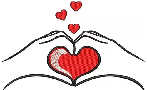 Secure Checkout Heart Hands   Embroidery Design