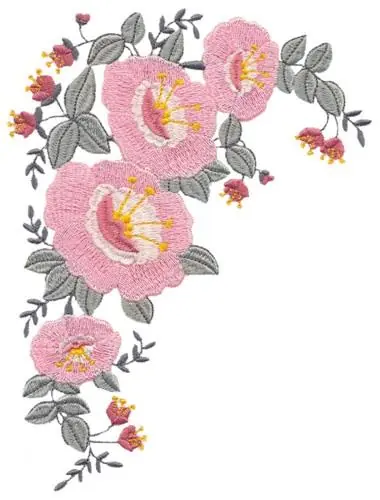 Exclusive Floral Spray Corner Embroidery Design