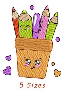 Cup Of Crayons Embroidery Design Final Sale