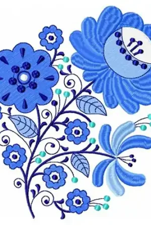 Direct From Manufacturer Blue Floral Embroidery Design