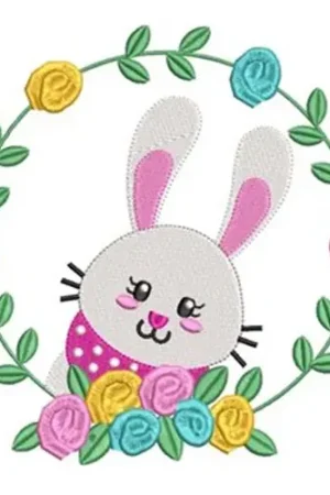 Special Offer Bunny and Flowers Embroidery Design