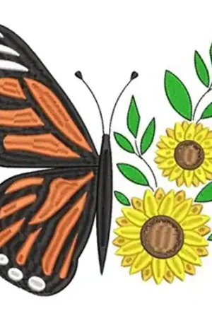 Flash Sale Butterfly & Sunflower Embroidery Design