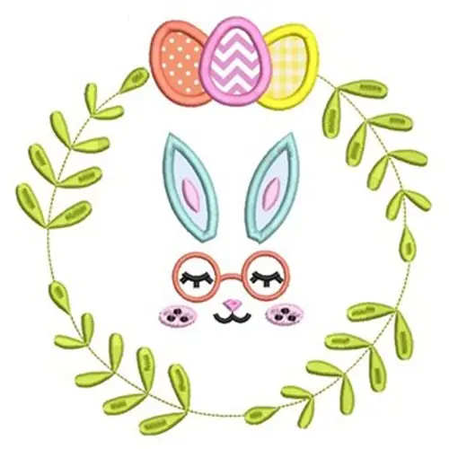 Holiday Sale Applique Bunny Wreath Embroidery Design