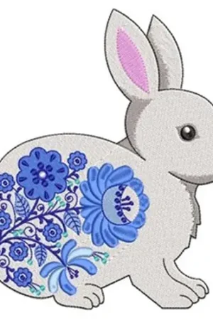 Floral Bunny Embroidery Design Limited Time