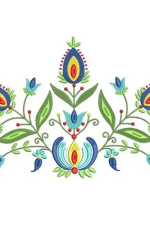Blue Floral Embroidery Design Clearance