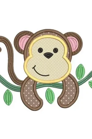 Applique Little Monkey Embroidery Design Low Price