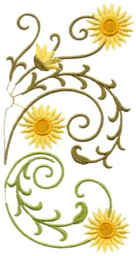 Strawflower Swirls Embroidery Design Modern