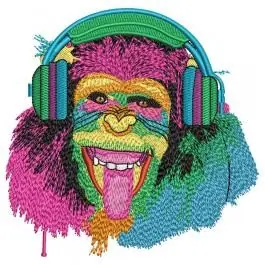 Markdown Headphone Monkey Embroidery Design