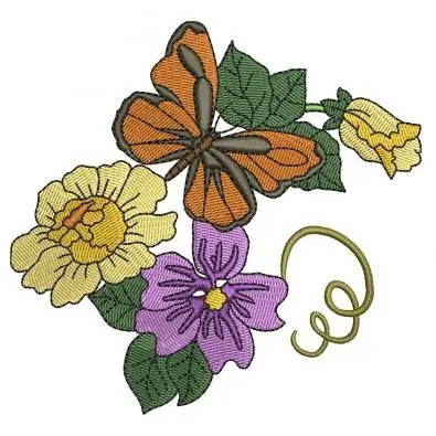 Best Price Butterfly & Flowers Embroidery Design