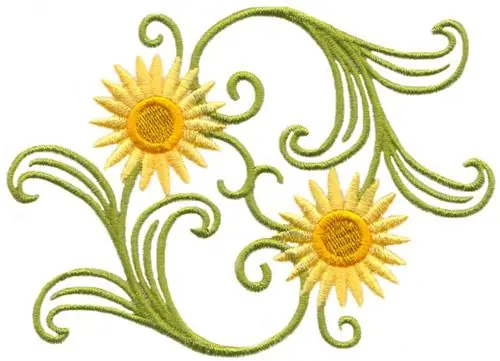 Genuine Strawflower Swirls Embroidery Design