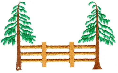 Trees and Fence Embroidery Design Hot Deal