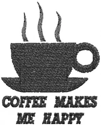 Coffee Makes Me Happy Embroidery Design Bargain