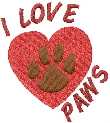 I Love Paws Embroidery Design Get Yours