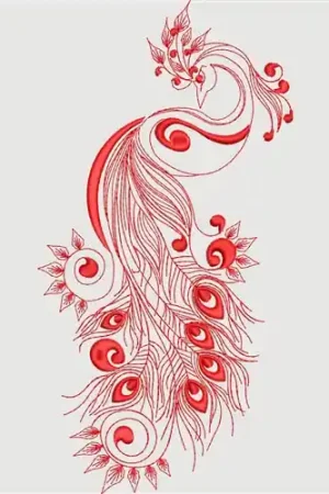 Final Sale Red Peacock Embroidery Design