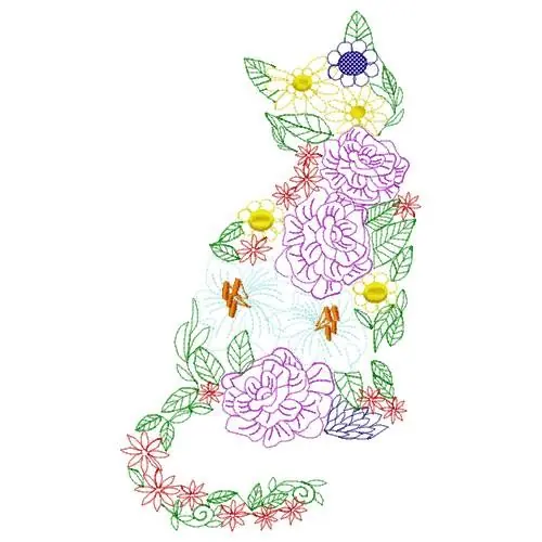 Free Delivery Floral Cat Embroidery Design