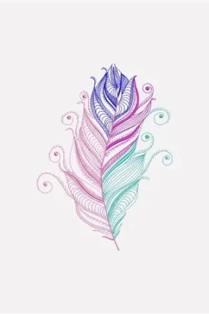 Factory Price Swirly Feather Embroidery Design