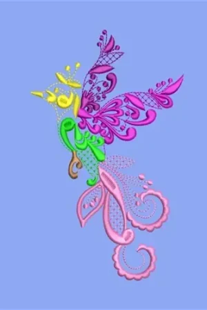 Abstract Hummingbird Embroidery Design Affordable