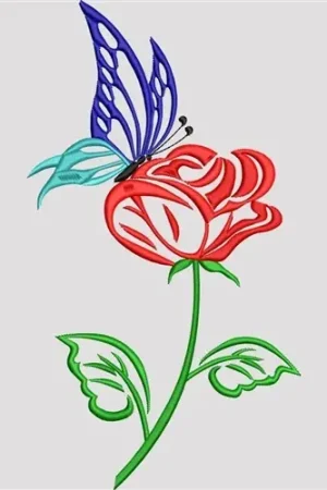 Butterfly On Rose Embroidery Design Best Seller