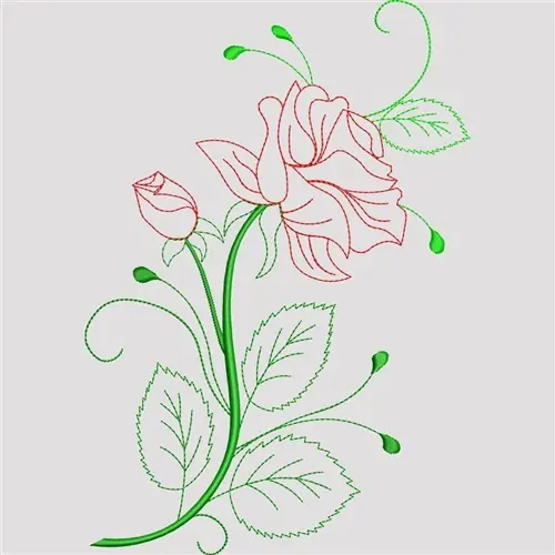 Get Yours Rose Outline Embroidery Design