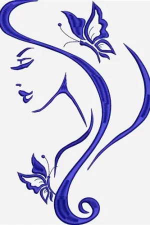Butterfly Lady Head Embroidery Design Price Drop