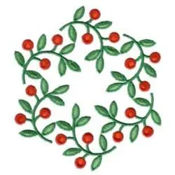 Red Berry Wreath Embroidery Design Money Back Guarantee