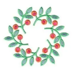 Wreath with Berries Embroidery Design Modern