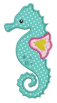 Seahorse Applique Embroidery Design Genuine