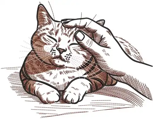 Big Sale Petting Cat Embroidery Design