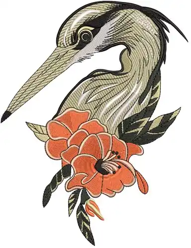 Buy Online Heron Embroidery Design