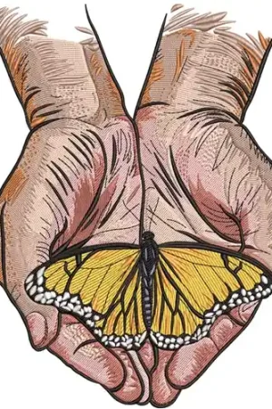 Butterfly In Hands Embroidery Design Express Delivery