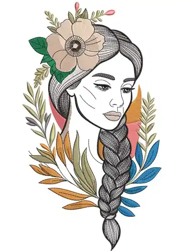 Flower Lady Embroidery Design Cheap