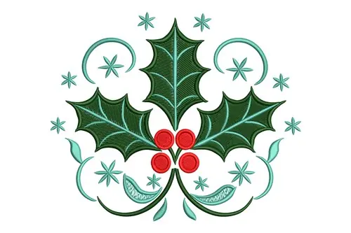 Place Order Christmas Holly Embroidery Design