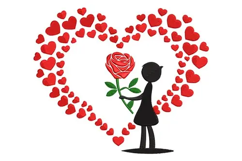 Wholesale Love Rose Embroidery Design