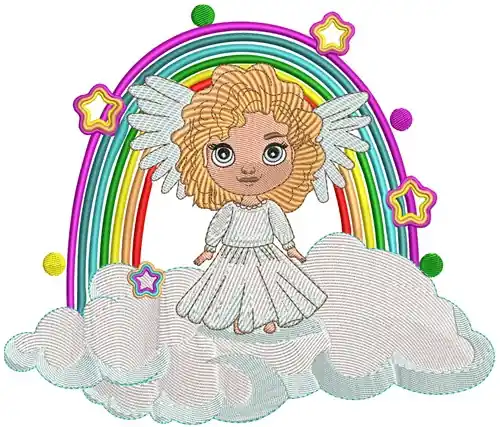 Same Day Shipping Rainbow Angel Embroidery Design