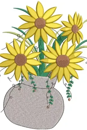 Sunflower Vase Embroidery Design Free Shipping