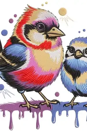 No Minimum Order Colorful Birds Embroidery Design