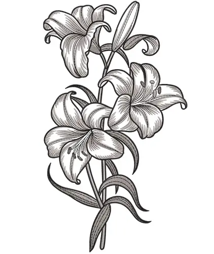 Lily Flowers Embroidery Design Professional Grade