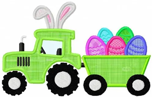 Applique Easter Tractor Embroidery Design Limited Offer