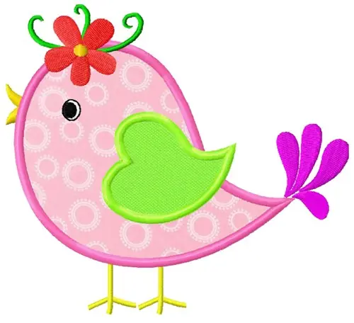Free Shipping Applique Flower Bird Embroidery Design
