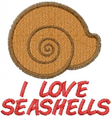 I LOVE SEASHELLS Embroidery Design Big Sale