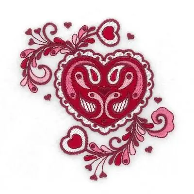 Jacobean Heart Swirl Embroidery Design Express Delivery