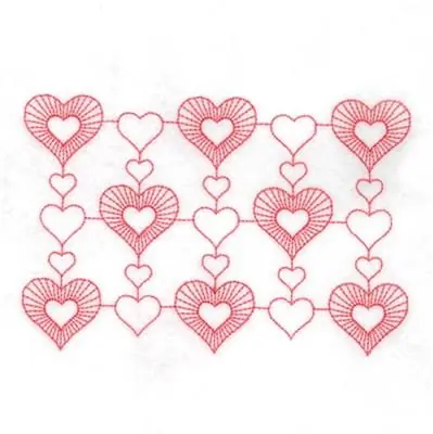 Modern Rows Of Hearts Embroidery Design