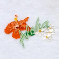 Markdown Aloha with Flowers Embroidery Design