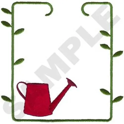 New Arrival Watering Can Frame Embroidery Design