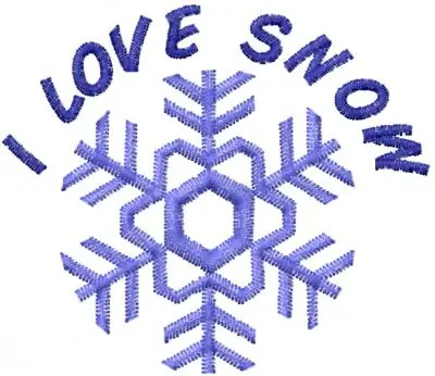 Worldwide Shipping I LOVE SNOW Embroidery Design