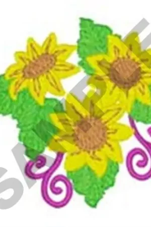 Order Now Small Sunflower Corner Embroidery Design