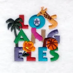 Fresh Stock Los Angeles with Symbols - Small Embroidery Design