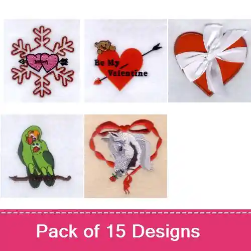 Hassle-Free Returns Happy Valentines Day Embroidery design pack by Starbird Inc, Embroidery Packs on EmbroideryDesigns.com