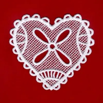 Flower Lace Heart Embroidery Design Next Day Delivery