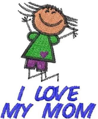 Genuine I LOVE MY MOM Embroidery Design